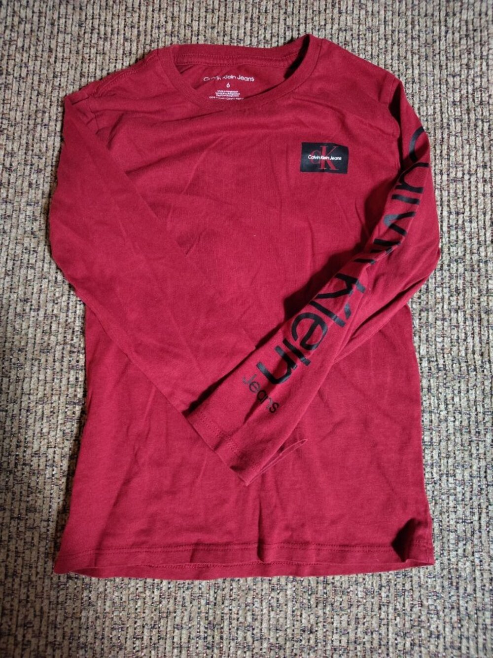 The Rail Men Longline Cotton Long Sleeve Shirt T-Shirt Tee Burgundy Kids Size 6